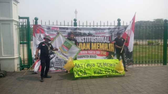 AKSI DAMAI 18 DESA KABUPATEN BEKASI MENYAMPAIKAN ASPIRASI KEPADA PRESIDEN RI, MENDAGRI, MAHKAMAH AGUNG RI, DAN KOMISI III DPR